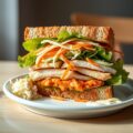 Sandwich met kip en koolsalade
