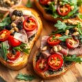 Sandwiches met tapenade, rucola en rosbief