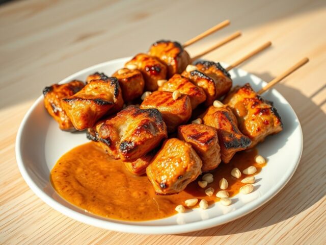 Saté van fricandeau of kipfilet