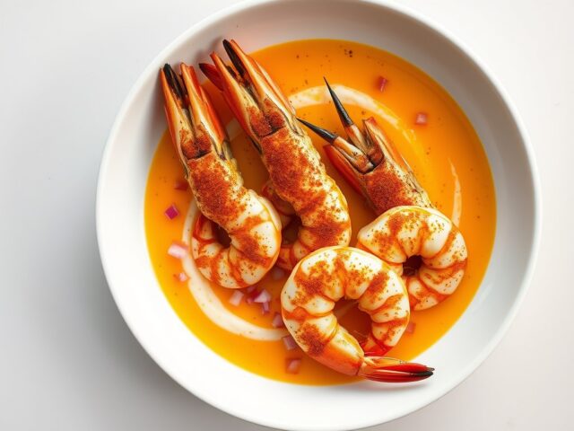 Scampi’s met mangogazpacho