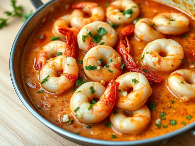 Scampi’s met romige kruidensaus