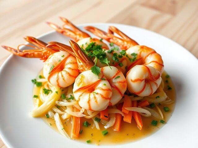 Scampi’s escarienne op een bedje van (zieopm)