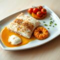 Schelvis met sinaasappelsaus, wortelkoek