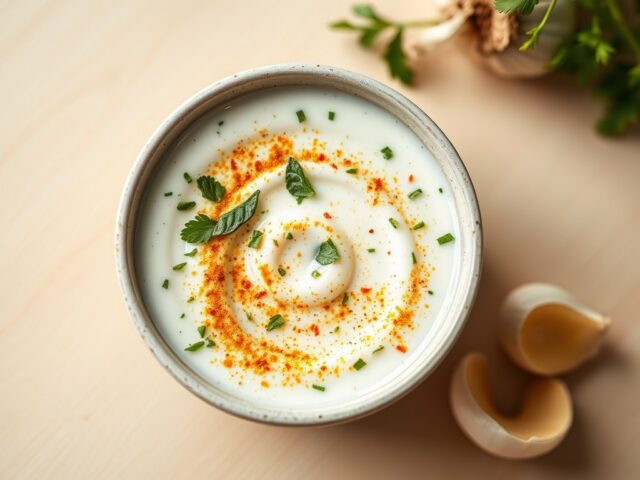 Scherp en fris yoghurt kruidensausje