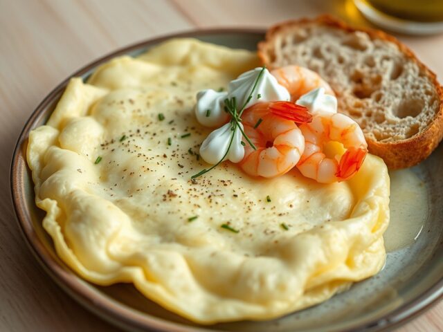 Schuimomelet met garnalen