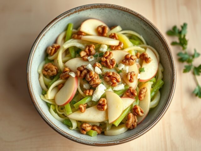 Selderijsalade met kaas en walnoten