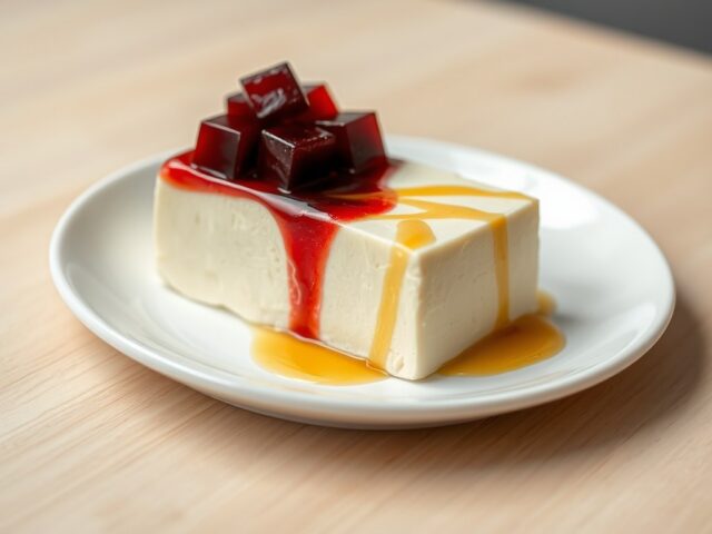 Semifreddo van olijfolie met gelei van Cabernet-sa
