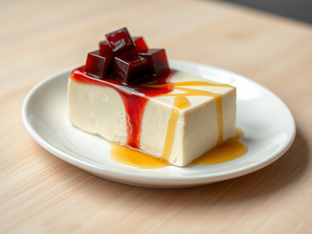 Semifreddo van olijfolie met gelei van Cabernet-sa, AI-gegenereerde illustratie