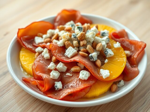 Serranoham met ananas en blauwschimmelkaas