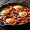 Shakshuka met salami en geroosterde paprika