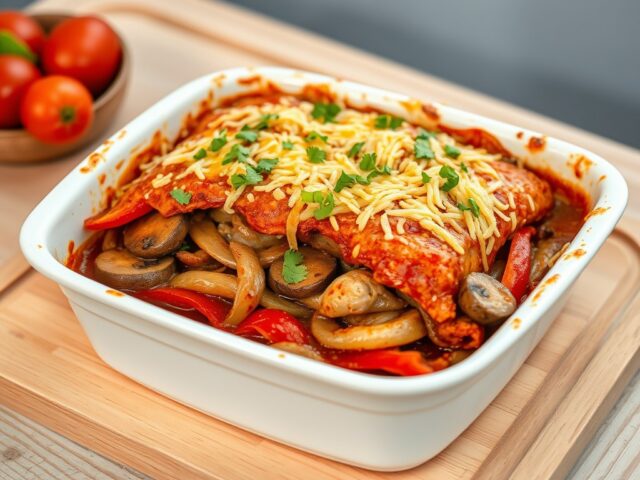 Shoarma met kaas ovenschotel