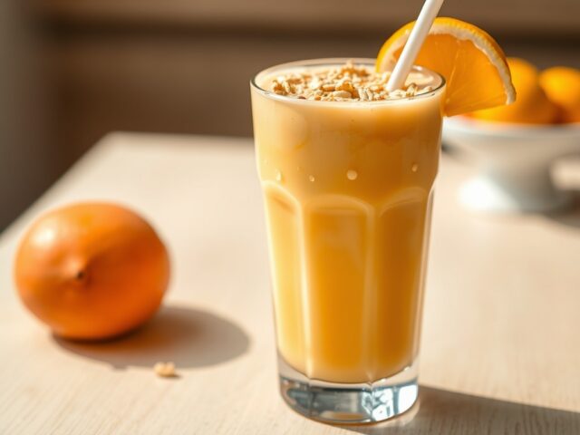 Sinaasappel- mango-shake
