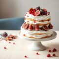 Slagroomtaart met granaatappel en vijgen