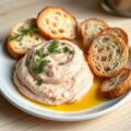 Smeuïge forel- en zalmmousse, afgewerkt met dille