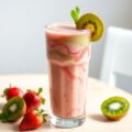 Smoothie van kiwi, aardbei en munt