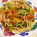 Snelle 3 kleurige groentewok met kip