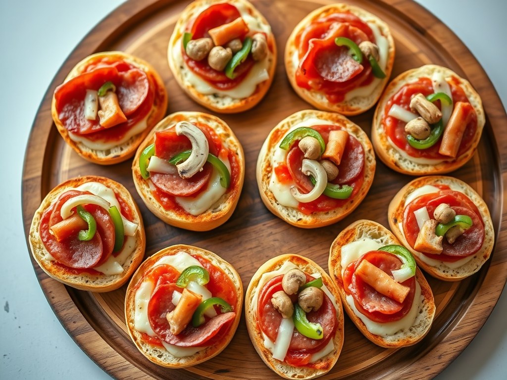 Snelle mini pizza-snack, AI-gegenereerde illustratie