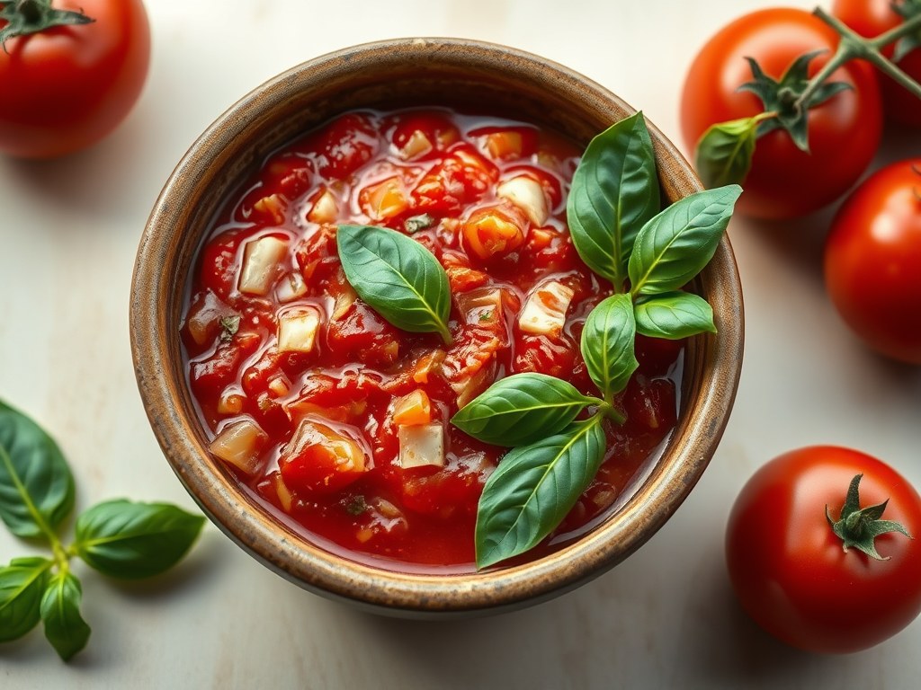 Snelle tomatensaus, AI-gegenereerde illustratie