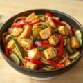 Snelle woknoedels met kipfilet en groente