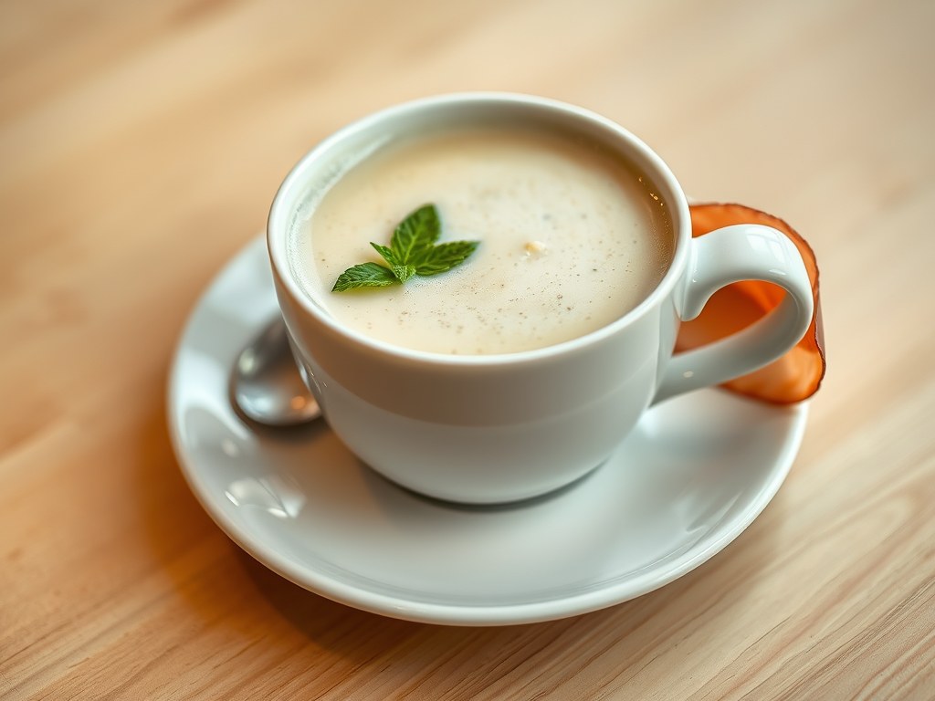 Soep : Venkel-Capuccino, AI-gegenereerde illustratie