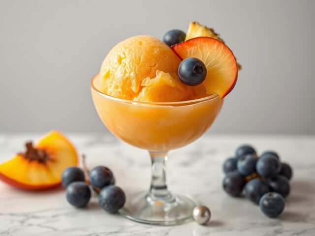 Sorbet van perzik en sinaasappel