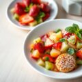 Spaanse koek met fruitsla