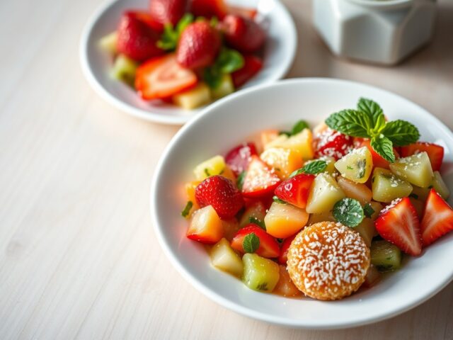 Spaanse koek met fruitsla