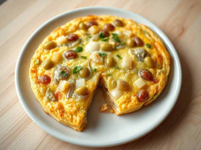 Spaanse omelet met uien en bonen