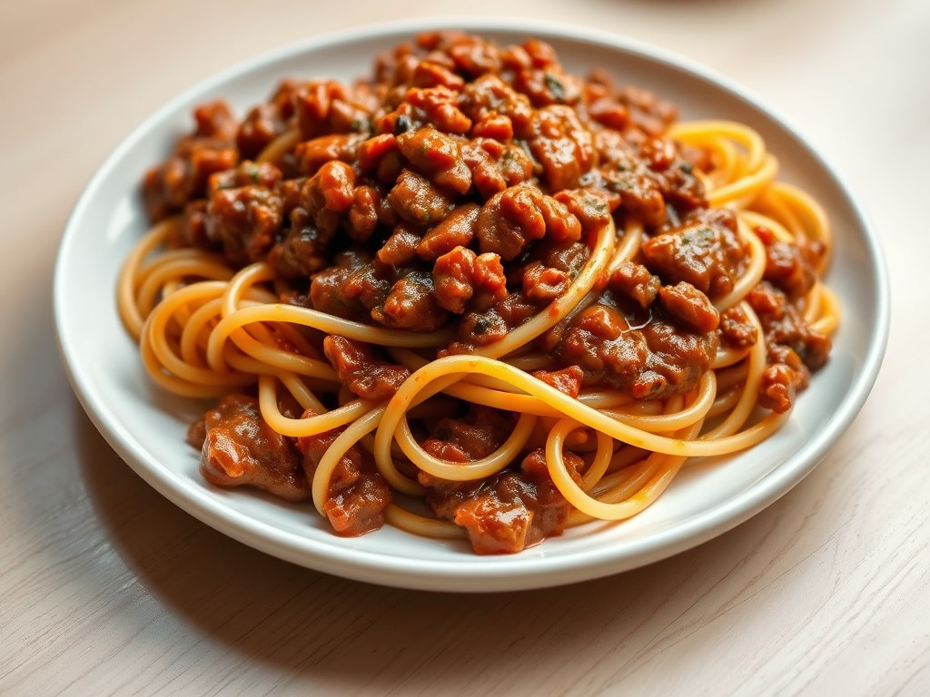 Spagetti Bolognese (zoet), AI-gegenereerde illustratie