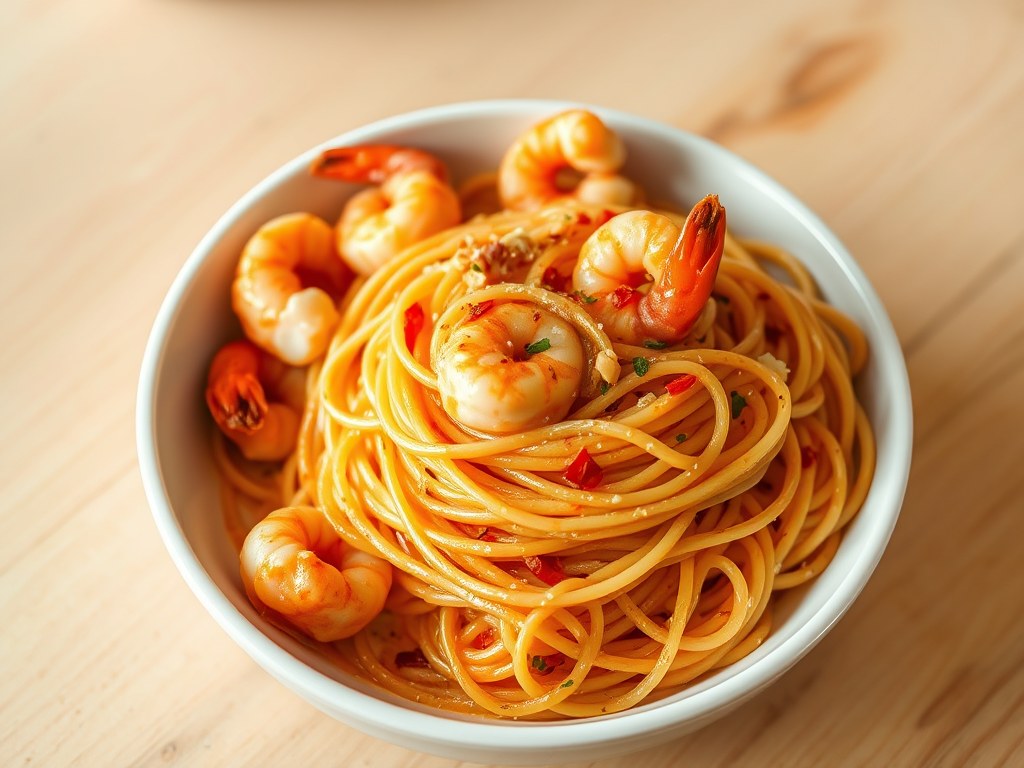 Spaghetti a la Scampi, AI-gegenereerde illustratie