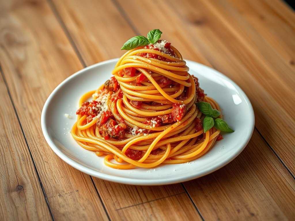 Spaghetti Bolognese, AI-gegenereerde illustratie