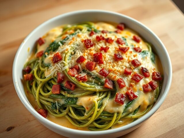 Spaghetti carbonara overbakken