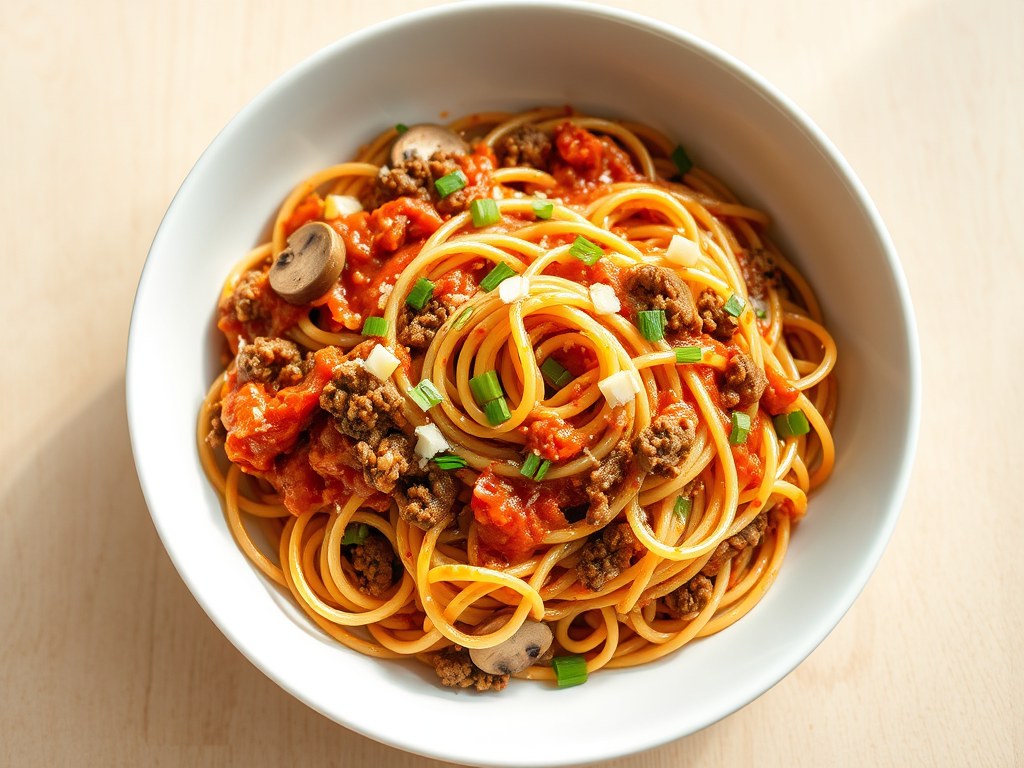 Spaghetti eigen versie, AI-gegenereerde illustratie
