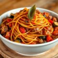 Spaghetti met aubergine-gehaktsaus