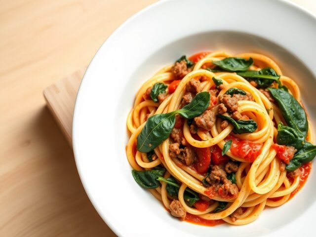 Spaghetti met spinazie