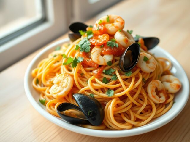 spaghetti met zeevruchten