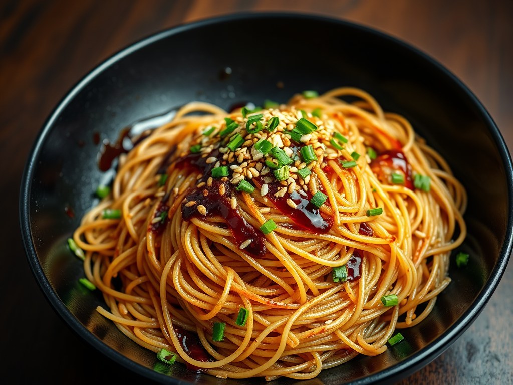 Spaghettirijst uit de wok, AI-gegenereerde illustratie