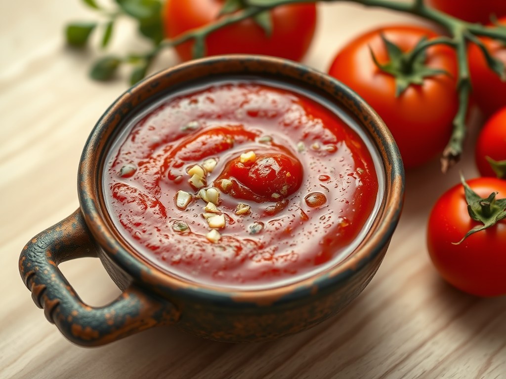 Speciale tomatensaus voor pizza’s, AI-gegenereerde illustratie