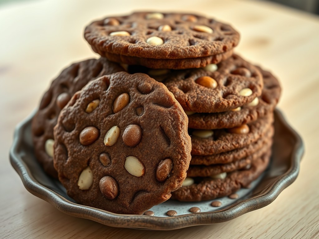 Speculaaskoeken met hazelnoten en amandelen, AI-gegenereerde illustratie