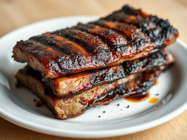 speklapjes op de grill met balsamicoazijn