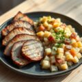 Speklapjes van de bbq met Hollandse huzarensalade