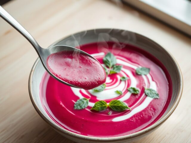 Spicy Bietensoep met Munt en Yoghurt