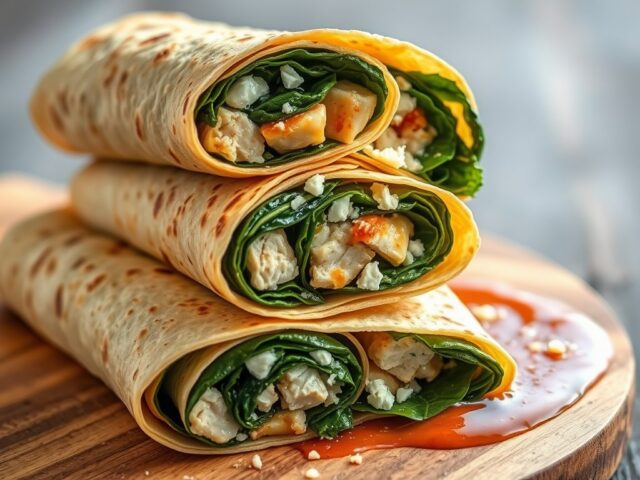 Spinazie-kip wraps met kaas