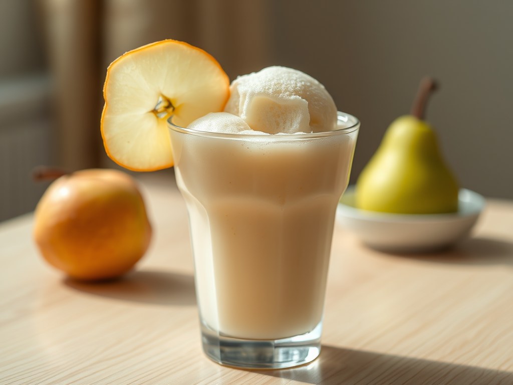 Spoom van peren en appelcider (zie opm), AI-gegenereerde illustratie