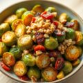 Spruiten uit de wok met zongedroogde tomaten