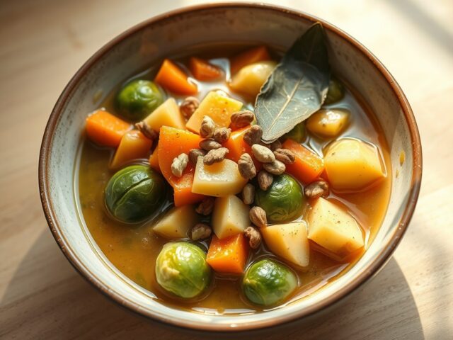 Spruitenstoofpot met hazelnoten