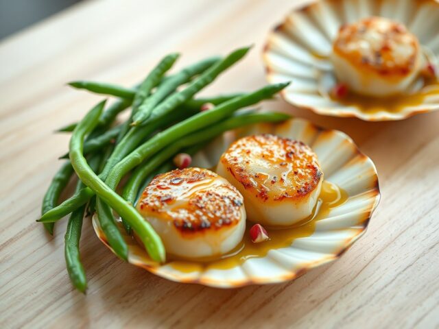 St. Jacobsschelpen met haricots verts