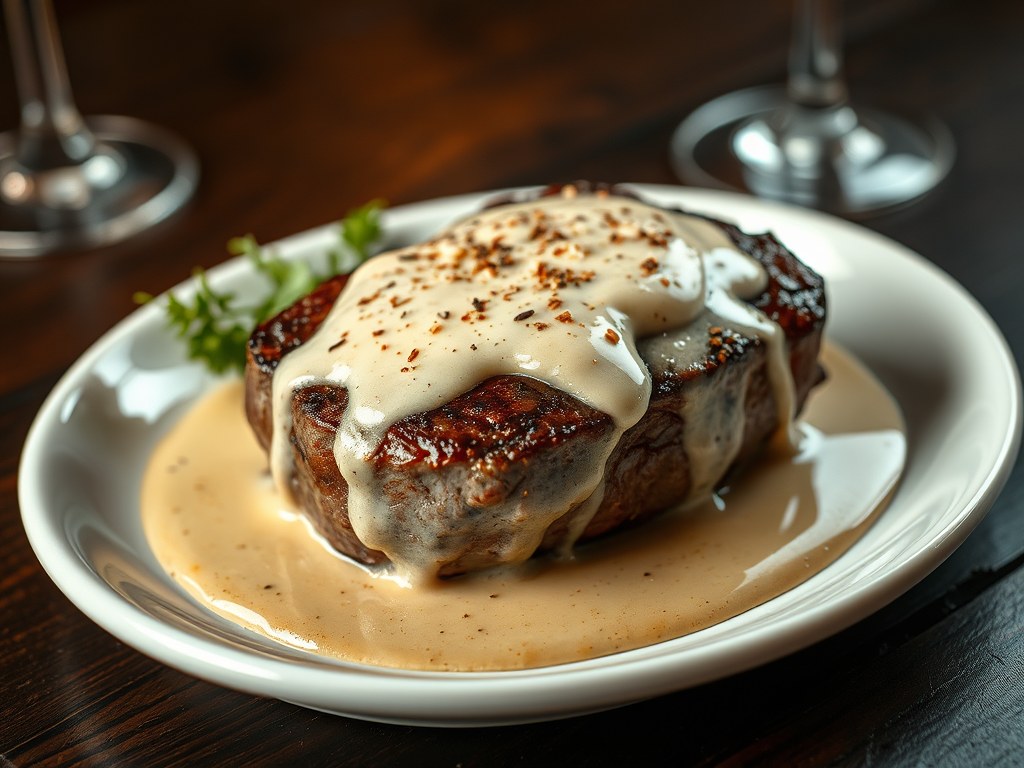 Steak Diane, AI-gegenereerde illustratie
