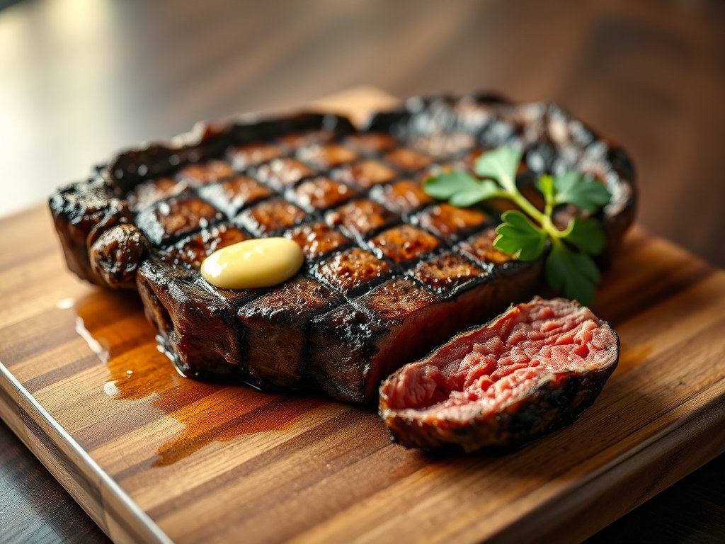Steak, Gegrilld na Half Uur Marinade, AI-gegenereerde illustratie
