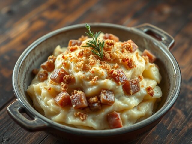 Stoemp met witloof, ham en kaas